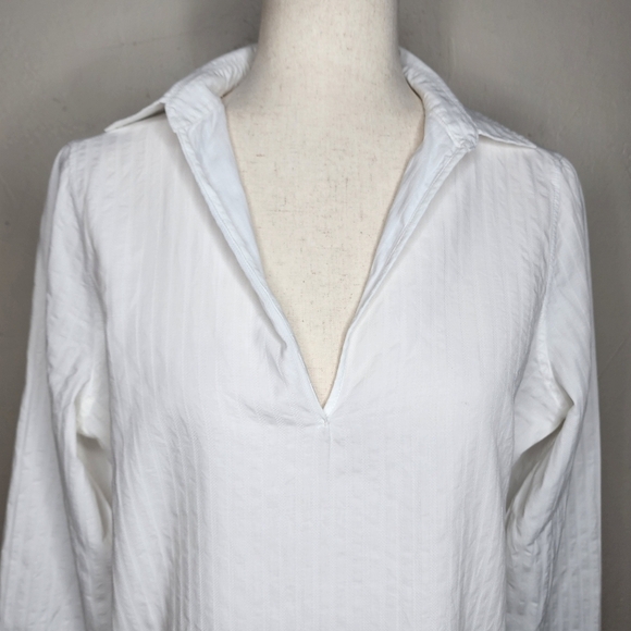 ACNE Studios White Cotton Pique Split Neck Collared Blouse Size 32 - Picture 4 of 14